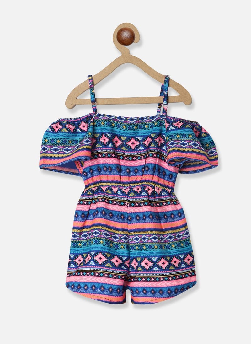Nautinati Girls' All-over Geomtric Print Waist Tie-up Jumpsuit - Image 3